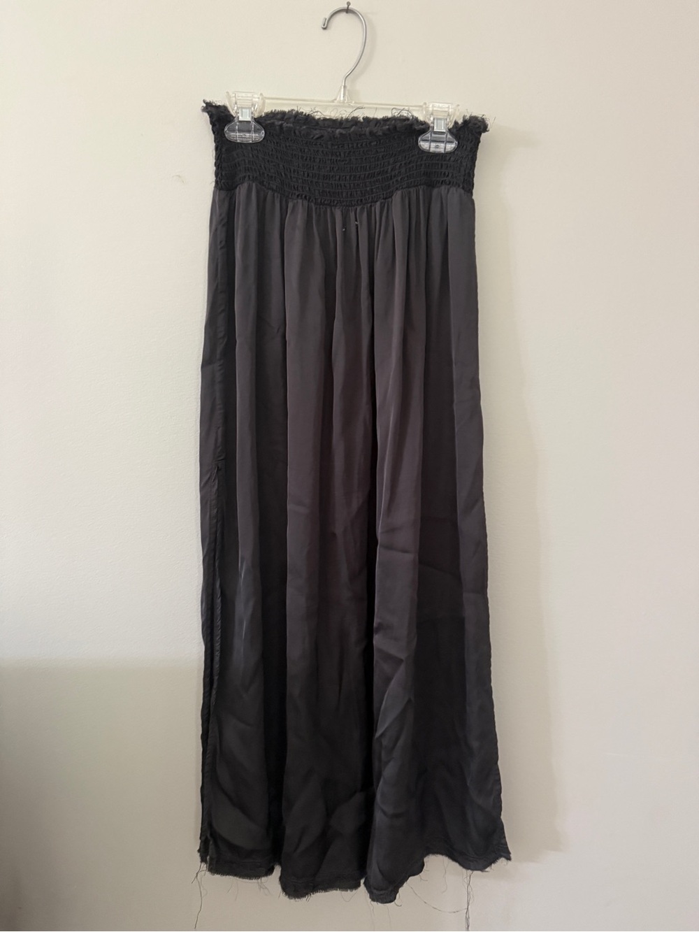 aerie Black Smocked-Waist Maxi Skirt